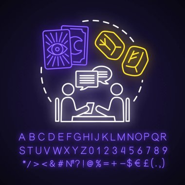 Witchcraft hizmetleri neon ışık kavram simgesi. Falcılık ve