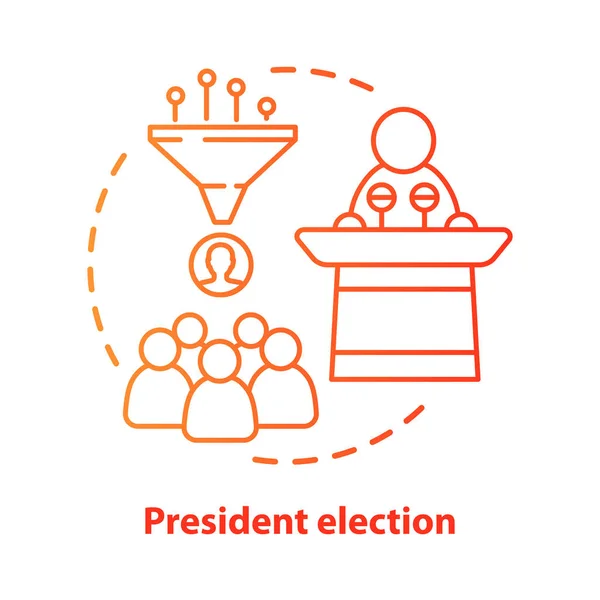 President election concept icon. Public speech idea thin line illustration. Choosing head of state. National voting day, electing new country leader. Vector isolated outline drawing. Editable stroke — Stock Vector