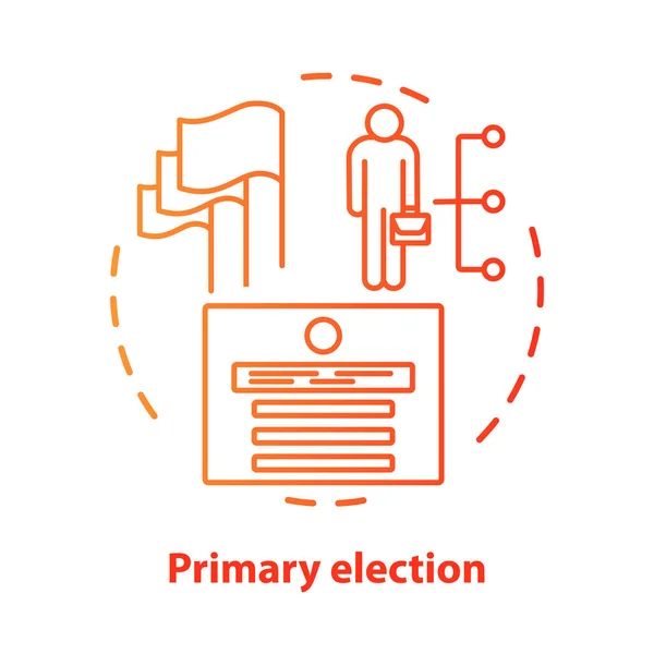 Ícone conceitual das eleições. Eleições primárias, ideia de voto, ilustração de linha fina. Escolhendo novos representantes do governo, ministros, membros do partido. Desenho de contorno isolado vetorial. AVC editável —  Vetores de Stock