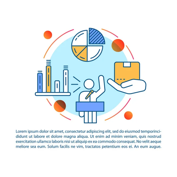 Satış adım makale sayfa vektör şablonu. Ürün sunum etkinliği. Kurumsal eğitim. Broşür, dergi, doğrusal simgeler ile kitapçık tasarım elemanı. Baskı tasarımı. Metinli kavram çizimleri