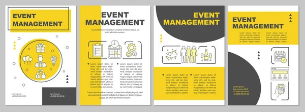 Event management brochure template layout. Corporate party planning. Flyer, booklet, leaflet print design with linear illustrations. Vector layouts for magazines, annual reports, advertising posters — Stock Vector