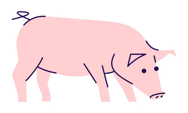 Ilustracja z boku świnki płaskiej ilustracji wektorowej. Hodowla zwierząt gospodarskich, kopce — Wektor stockowy