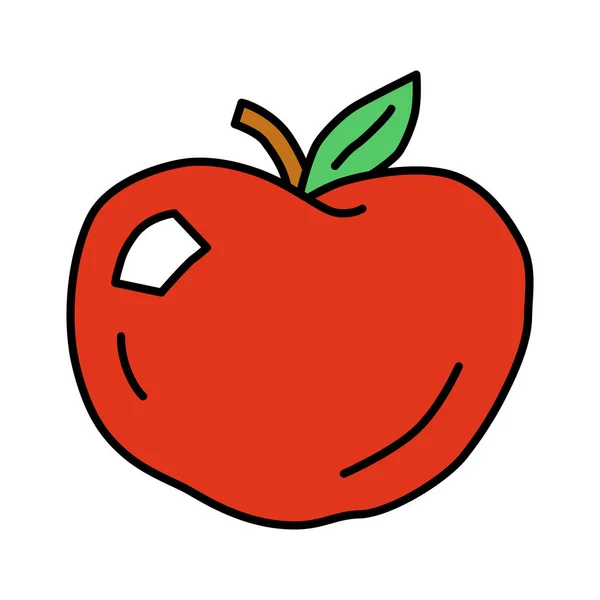 Ícone de cor vermelha de maçã madura. Fruta fresca orgânica vetor isolado i — Vetor de Stock