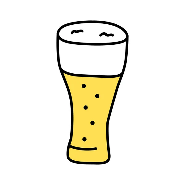 Helles Bierglas mit gelbem Farbsymbol. traditionelles Alkoholgetränk, schaumiges Ale, Pils Pint isolierte Vektorillustration. Bar, Kneipe, Taverne Cartoon-Logo. ungesundes, schädliches Getränk — Stockvektor