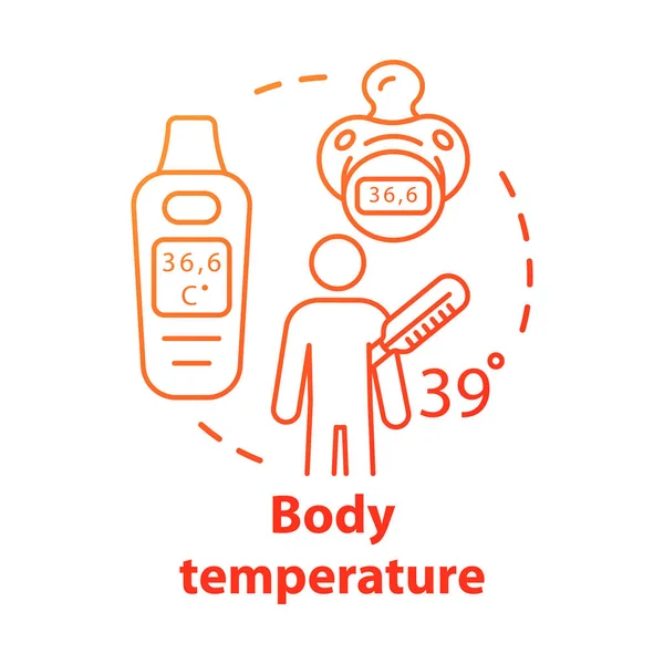 Піктограма концепції обладнання для вимірювання температури тіла. У пацієнта з гарячкою ідея тонкої лінії ілюстрації. Електронний термометр для дітей. Векторний ізольований контурний малюнок. Відредагований хід — стоковий вектор