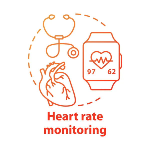 Strumenti di controllo della frequenza cardiaca concetto icona. Cardiologico idea di monitoraggio della salute sottile linea illustrazione. Stetoscopio, attrezzature per il battito cardiaco, controllo del polso. Schema vettoriale isolato. Ictus modificabile — Vettoriale Stock