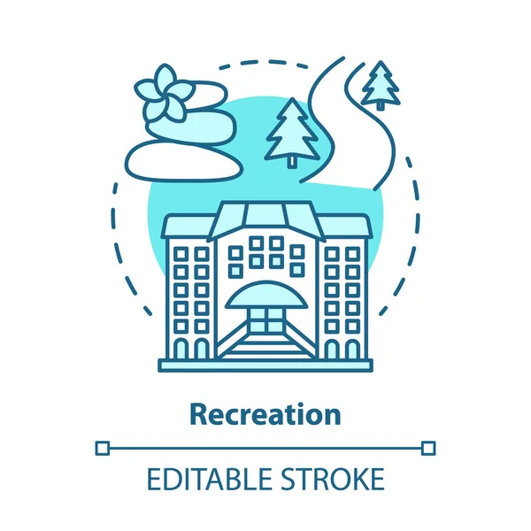 Recreation blue concept icon. Urban and outdoors recreation services idea thin line illustration. Active rest. Leisure industry. Tourism management. Vector isolated outline drawing. Editable stroke