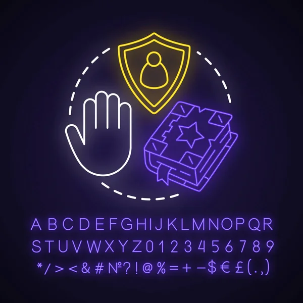 Koruma büyüsü neon ışık kavramı simgesi. Okültizm ve supersti