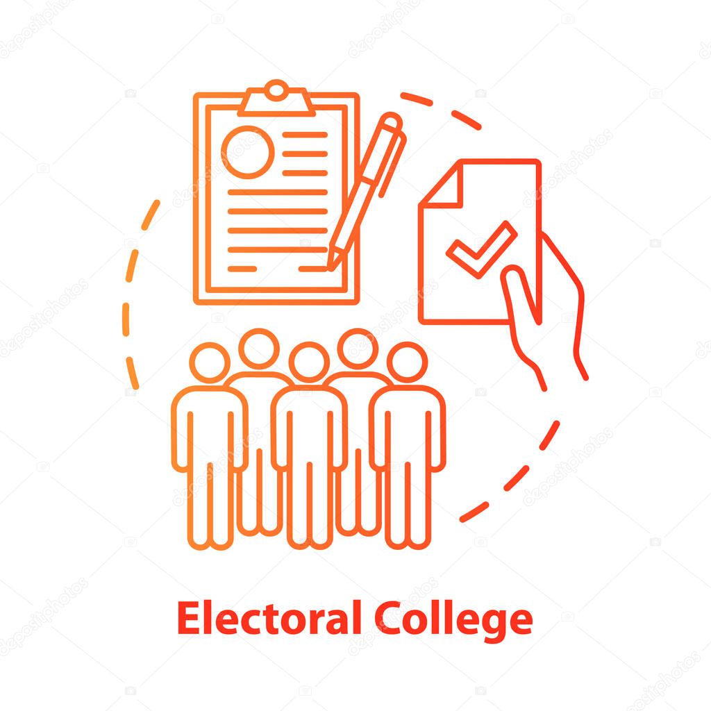 Elections concept icon. Electoral college idea thin line illustration. Voting, choosing from political candidates, parties. Electorate. Vector isolated outline drawing. Editable stroke