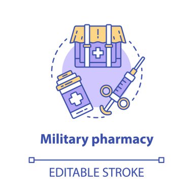 Eczane konsept simgesi. Askeri yara ve hastalık tedavi fikri
