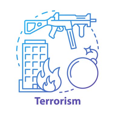 Terörizm kavramı simgesi. Silah şiddet fikri ince çizgi illüstrasyon