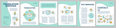 Çeviri hizmetleri broşür şablon düzeni. Ses transkripsi