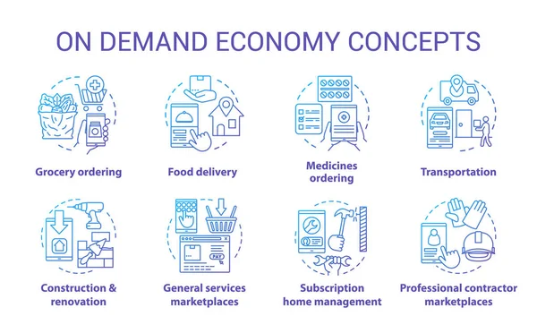 Demand and supply concept icons set. Commercial services industr — Stok Vektör