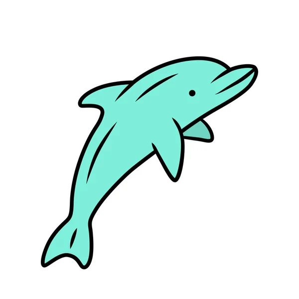 Εικονίδιο με μπλε χρώμα δελφινιών. Υποβρύχιες χώρες. Υψηλό έξυπνο πλάσμα του νερού. Υποβρύχια υδρόβια θηλαστικά. Θαλάσσια πανίδα. Ψυχαγωγικό σόου δελφινιών. Πηδώντας ψάρια. Απεικόνιση μεμονωμένου διάνυσμα — Διανυσματικό Αρχείο