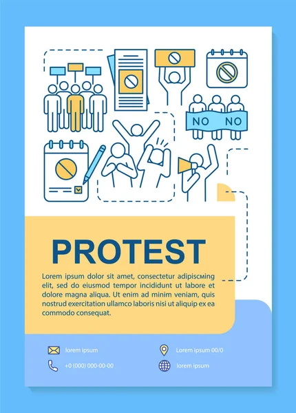 Malllayout för social protest affisch. Offentlig demonstration Bann — Stock vektor