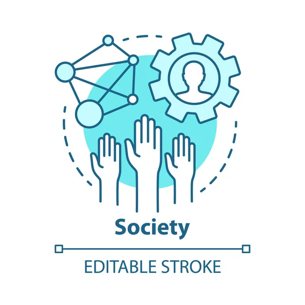 Society concept icon. Community, social integration and relations idea thin line illustration. Social responsibility, solidarity and tolerance. Vector isolated outline drawing. Editable stroke