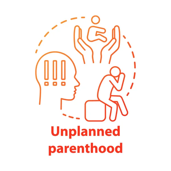 Unplanned parenthood concept icon. Single parent idea thin line illustration. Postpartum depression, childbirth stress. Unintended, unwanted pregnancy. Vector isolated outline drawing — Stock Vector