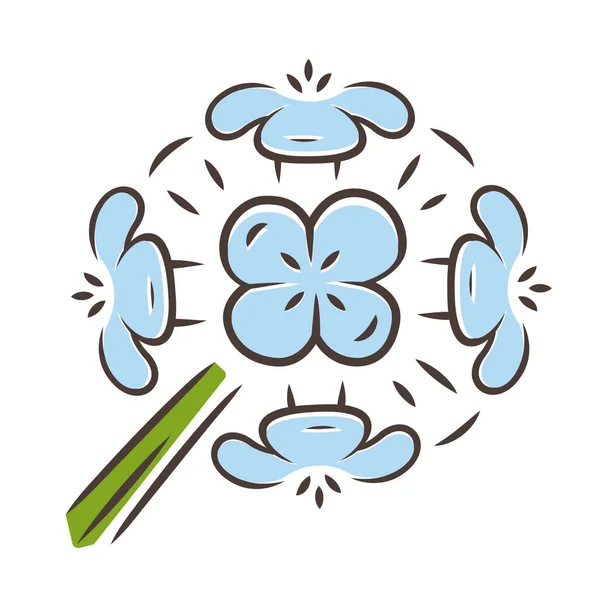 Franciscan wallflower ícone de cor azul. Planta de floração jardim. Erysimum franciscanum. Flor silvestre em flor, erva. Flor de primavera. Ilustração vetorial isolada —  Vetores de Stock