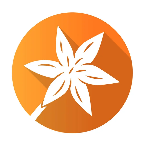 Κοινό αστέρι κρίνο πορτοκαλί επίπεδη σχεδίαση μεγάλο εικονίδιο γλύφου σκιάς. Ανθισμένη αγριολούλουδο. Ανοιξιάτικο άνθος. Φυτό τοξορδίτης. Το λουλούδι της Μέντοου. Σταρ ζιγκαρίν. Απεικόνιση διανυσματικής σιλουέτας — Διανυσματικό Αρχείο