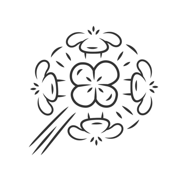Линейная икона францисканских цветов. Цветущее растение. Erfemum franciscanum. Цветущий полевой цветок, трава. Весенний цветок. Тонкая линия иллюстрации. Контурный символ. Векторный изолированный контур — стоковый вектор