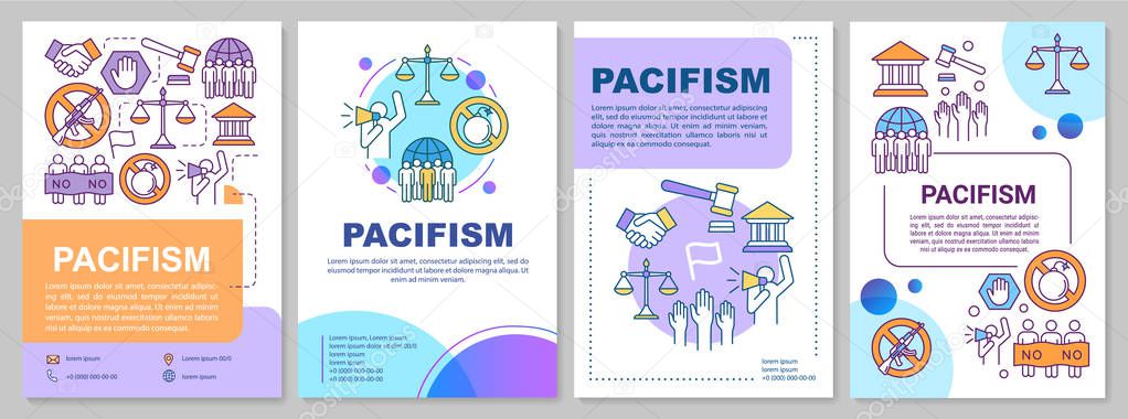 Pacifism brochure template layout. Anti war flyer, booklet, leaf