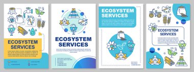 Ecosystem services brochure template layout. Agriculture. Flyer, booklet, leaflet print design with linear illustrations. Vector page layouts for magazines, annual reports, advertising posters clipart