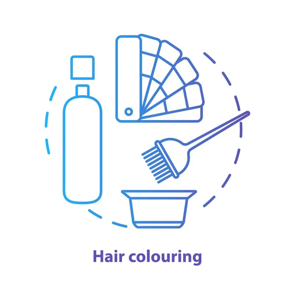 Hair colouring blue concept icon. Hair highlighting and dyein idea thin line illustration. Hairdresser salon, hairstylist parlor. Blue gradient vector isolated outline drawing. Editable stroke — Stock Vector