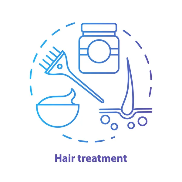 Hair treatment blue concept icon. Hair care and cosmetology procedure idea thin line illustration. Hairdresser salon, hairstylist parlor. Blue gradient vector isolated outline drawing. Editable stroke — Stock Vector