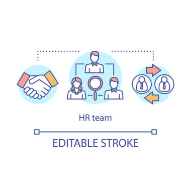 İnsan Kaynakları takım konsept simgesi. İstihdam hizmeti fikir ince çizgi illustra