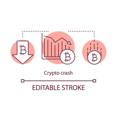 Kripto nakit kavramı simgesi. Dijital varlık fikri ince çizgi illüstrasyon. Borsa analiz. Finansal işlem. Kripto para ticareti. Vektör yalıtılmış anahat çizimi. Kullanılabilir kontur