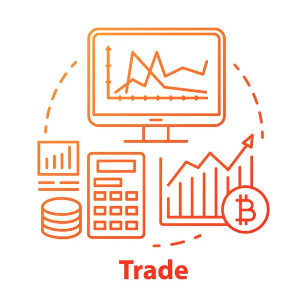 Handluj czerwoną ikoną koncepcji. Inwestowanie i Stock Market idea cienkiej linii ilustracji. Wykres handlowy kryptowaluta. Transakcja finansowa. Analiza rynku giełdowego. Rysunek wektorowy na białym tle — Wektor stockowy