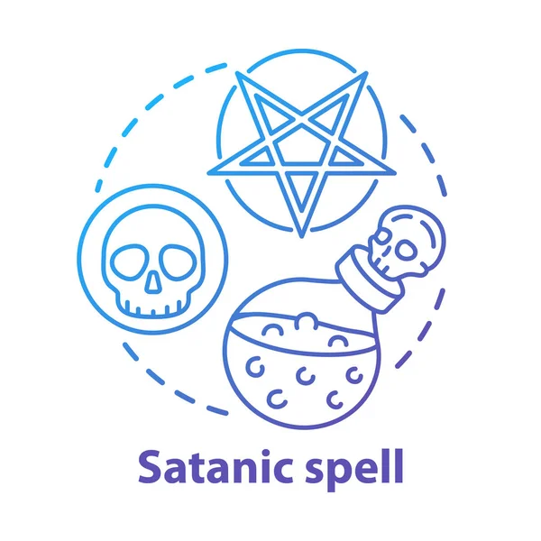Icono de concepto de hechizo satánico. Idea esotérica y alquimia línea delgada — Archivo Imágenes Vectoriales