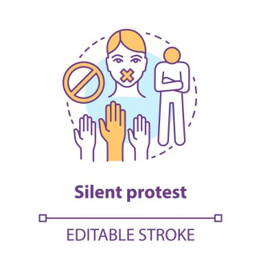 Sessiz protesto kavramı simgesi. Sivil itaatsizlik, şiddetiçermeyen resi