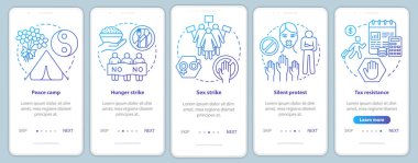 Peaceful protest onboarding mobile app page screen vector templa