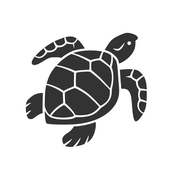 Turtle glyph icon. Slow moving reptile with scaly shell. Underwater aquatic animal. Swimming ocean creature. Oceanography. Marine fauna. Silhouette symbol. Negative space. Vector isolated illustration — Stock Vector