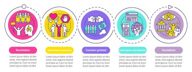Sivil itaatsizlik vektör infografik şablonu. İş mevcut