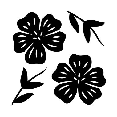 Mavi keten bitki glyph simgesi. Keten yabani çiçek. Bahar çiçeği. Çiçek açan linum kır çiçeği. Siluet sembolü. Negatif boşluk. Vektör izole illüstrasyon