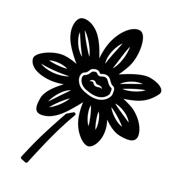 Icono del glifo de Coreopsis. Rudbeckia flor del jardín. Planta de calliopsis. Margarita floreciente, flor silvestre de manzanilla. Símbolo de silueta. Espacio negativo. Ilustración aislada vectorial — Vector de stock