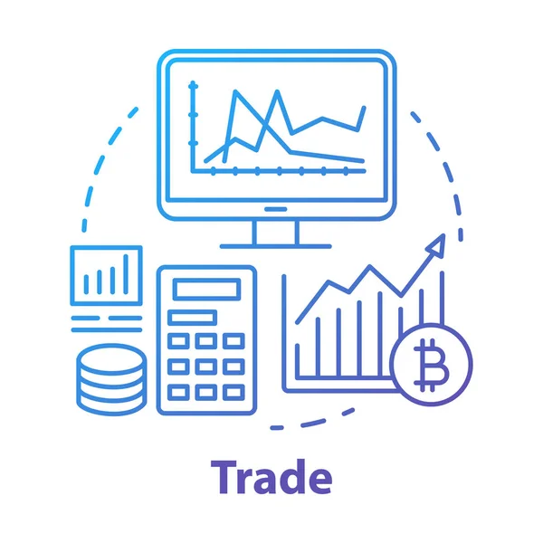 Concept Commercial Icône Bleue Crypto Monnaie Idée Investissement Ligne Mince — Image vectorielle