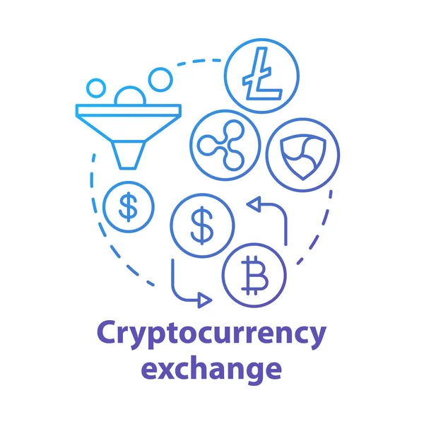 Das Blaue Konzeptsymbol Der Kryptowährungsbörse Der Tausch Digitaler Währung Gegen — Stockvektor
