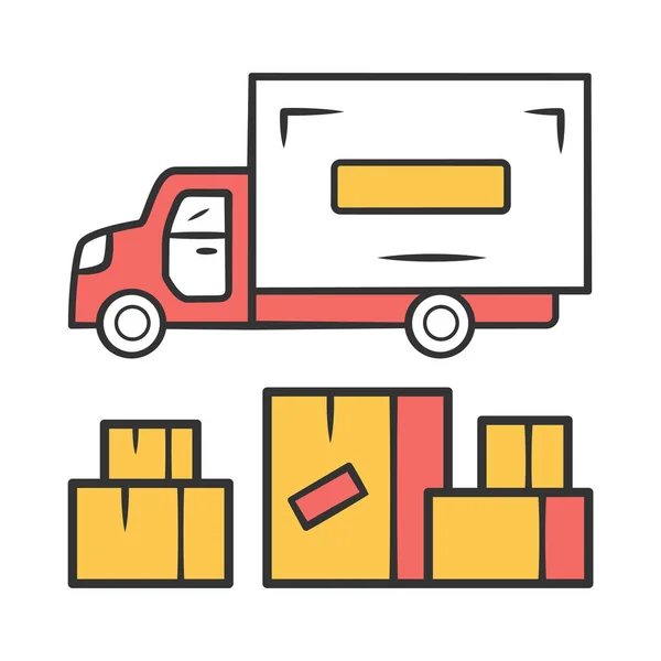 Heavy Goods Delivery Color Icon Cargo Shipping Lorry Freight Transportation — Stock Vector