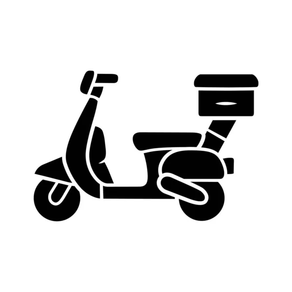 Icône Glyphe Livraison Scooter Moto Avec Colis Moto Transportant Des — Image vectorielle