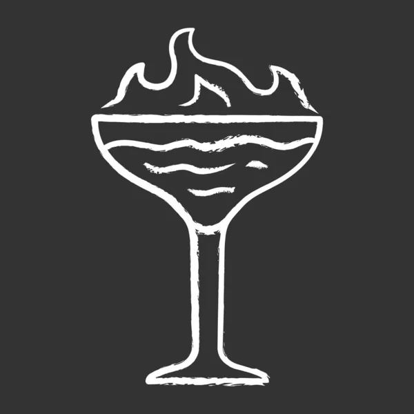Ikonka Planoucí Koktejlové Křídy Sklenička Martini Nápojem Hořící Ohněm Nápoj — Stockový vektor