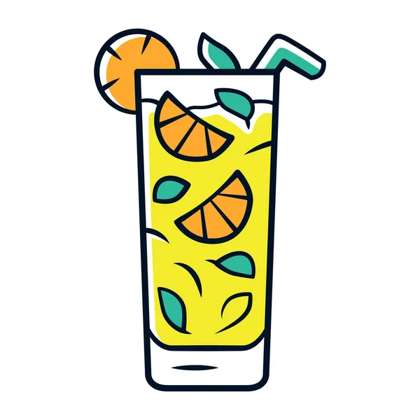 Moxito Színes Ikon Mojito Koktél Whisky Jeges Szódával Üveg Szelet — Stock Vector