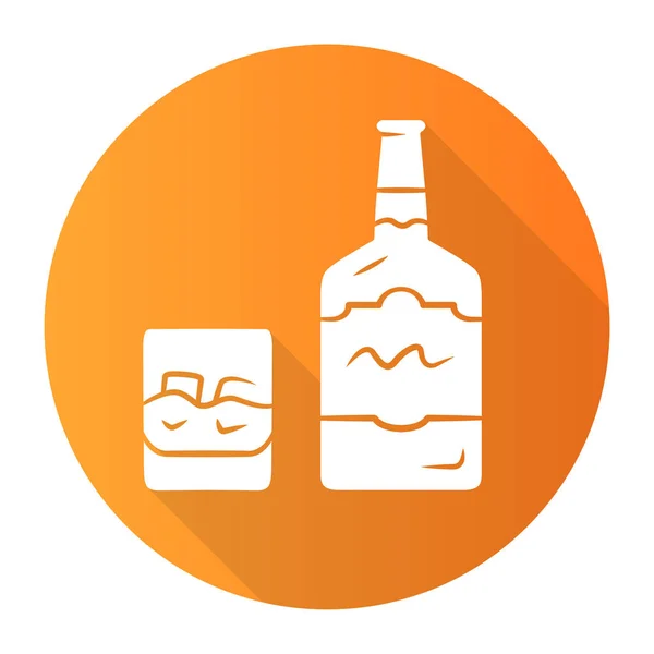 Whisky Orange Motif Plat Longue Ombre Glyphe Icône Bouteille Verre — Image vectorielle