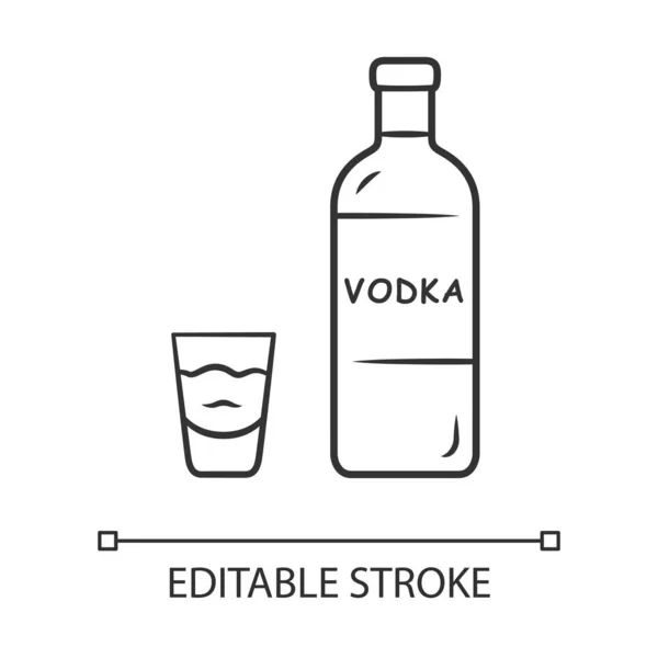 Vodka Icono Lineal Botella Vaso Chupito Con Bebida Bebida Alcohólica — Vector de stock