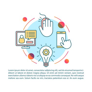 Nesil Z makale sayfası vektör şablonu. Bloglama, online arama. İnternet medyası. Broşür, dergi, doğrusal simgeler ile kitapçık tasarım elemanı. Baskı tasarımı. Metinli kavram çizimleri