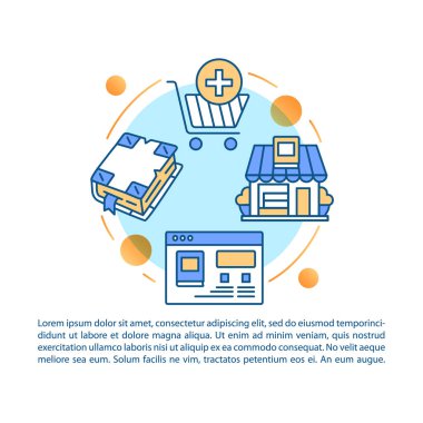 Kitabevi makale sayfası vektör şablonu. İnternet kitapçısı. Broşür, dergi, doğrusal simgeler ile kitapçık tasarım elemanı. Online kütüphane, dijital mağaza. Baskı tasarımı. Metinli kavram çizimleri