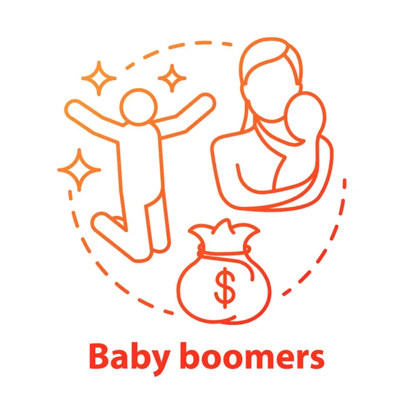 Baby boomers red concept icon. 