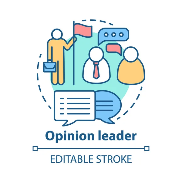 Opinion leader concept icon. Public speaker idea thin line illustration. Influence people behavior. Communication with society. Community opinion. Vector isolated outline drawing. Editable stroke